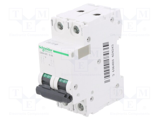 Circuit breaker; 500VDC; Inom: 4A; Poles: 2; DIN; Charact: C; 20kA