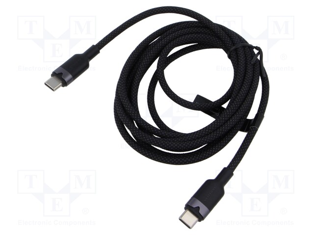 Cable; USB 2.0; USB C plug,both sides; nickel plated; 2m; black