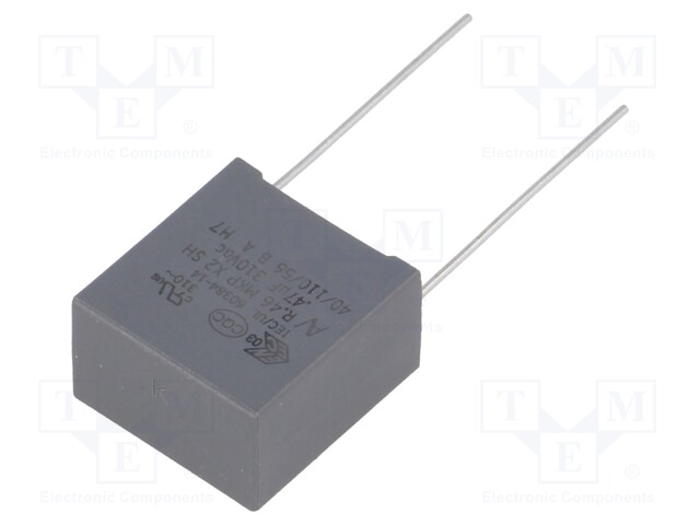 Capacitor: polypropylene; X2; 470nF; 15mm; ±10%; 18x11x19mm; 310VAC