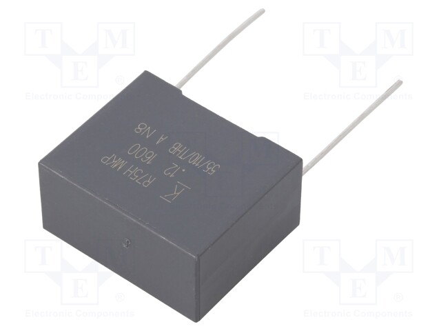 DC Film Capacitor, 0.12 µF, 1.6 kV, Metallized PP, ± 5%, R75H Series, Radial Box