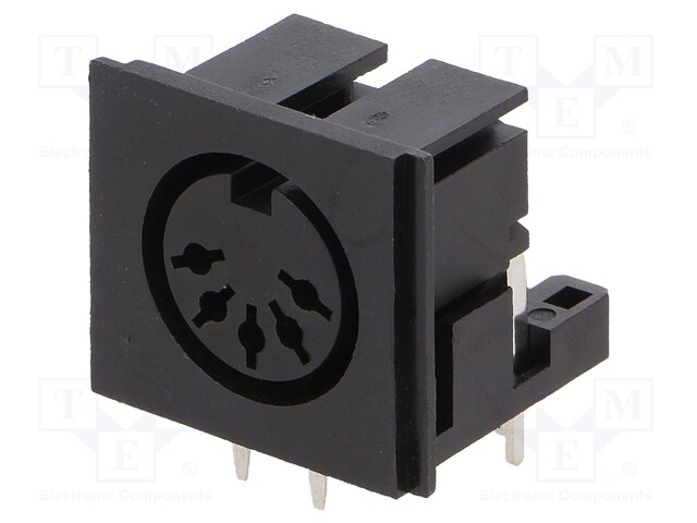 Socket; DIN; female; PIN: 5; Layout: 180°; angled 90°; on PCBs; THT