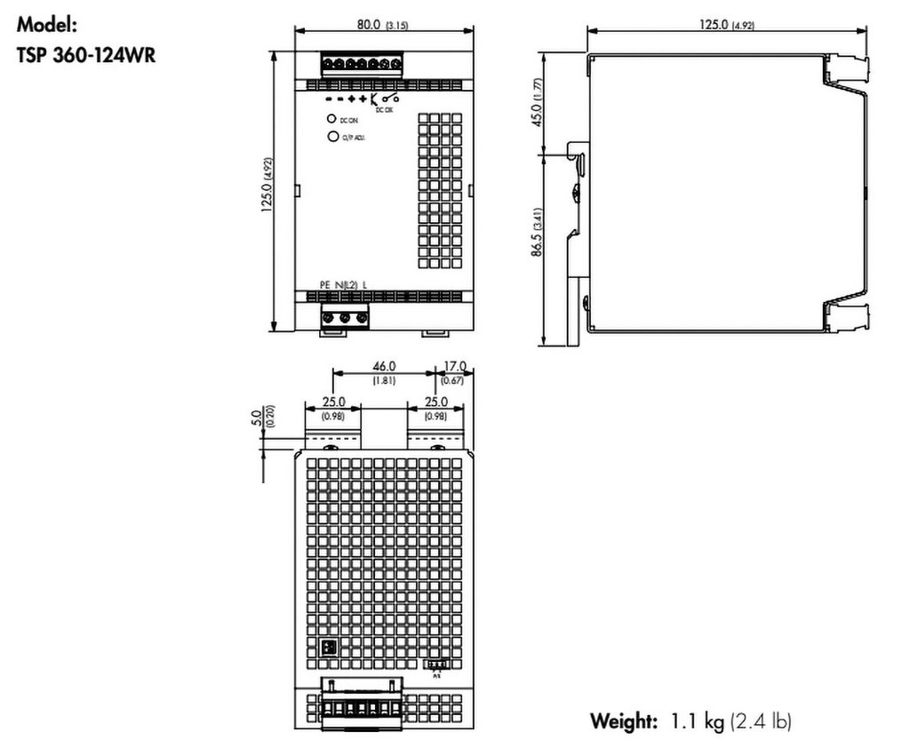 Power supply: switched-mode; 360W; 24VDC; 24÷28VDC; 15A; OUT: 1