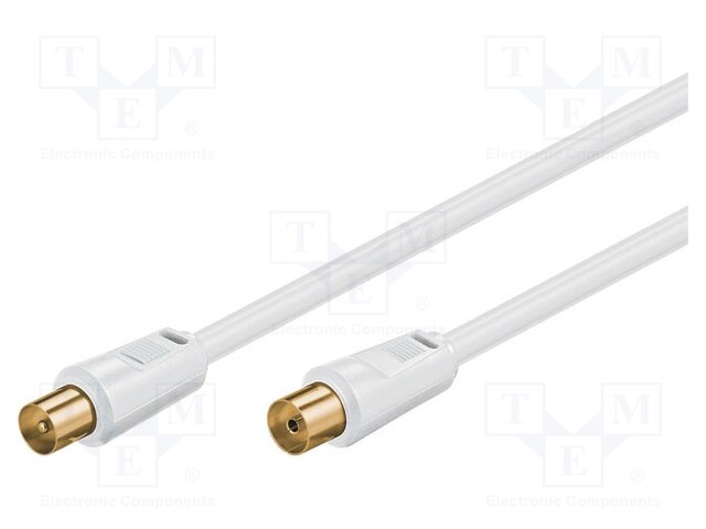 Cable; 75Ω; 7.5m; coaxial 9.5mm socket,coaxial 9.5mm plug; white