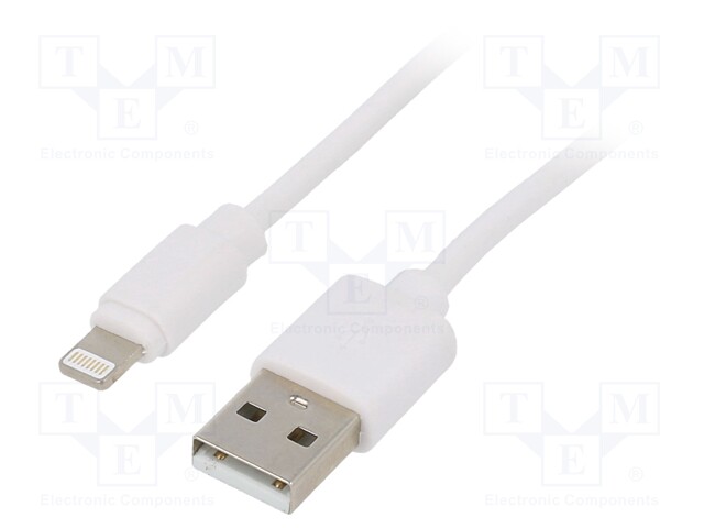 Cable; USB 2.0; Apple Lightning plug,USB A plug; 2m; white