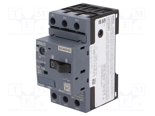 Motor breaker; 4kW; 220÷690VAC; DIN; Overcurrent release: 7÷10A