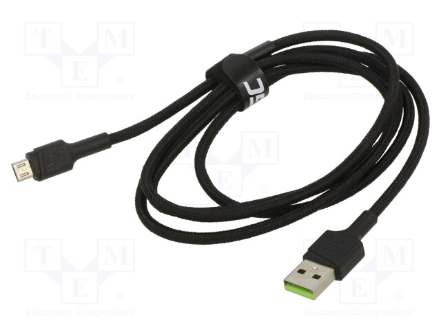 Cable; USB 2.0; USB A plug,USB B micro plug; 1.2m; black; 480Mbps