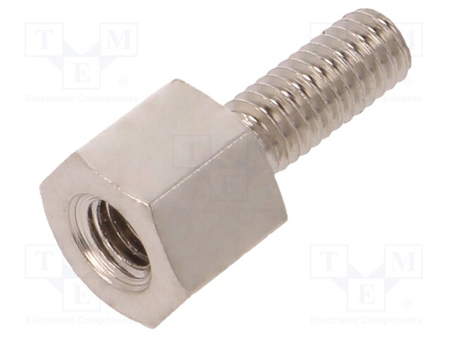 Screwed spacer sleeve; Int.thread: M3; 5mm; Ext.thread: M3; brass