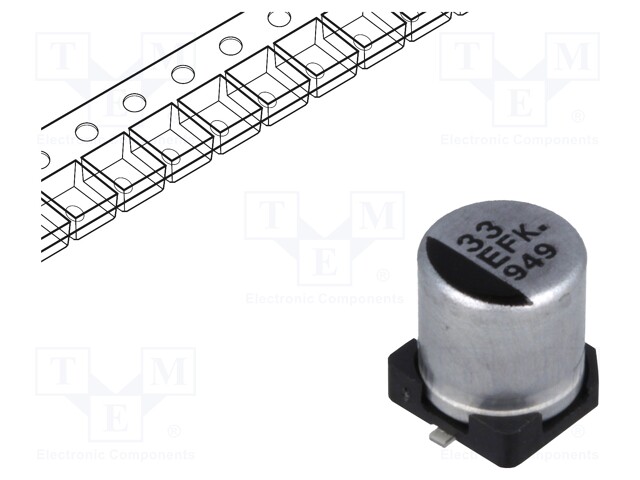 Capacitor: electrolytic; low impedance; SMD; 33uF; 25VDC; Ø5x5.8mm