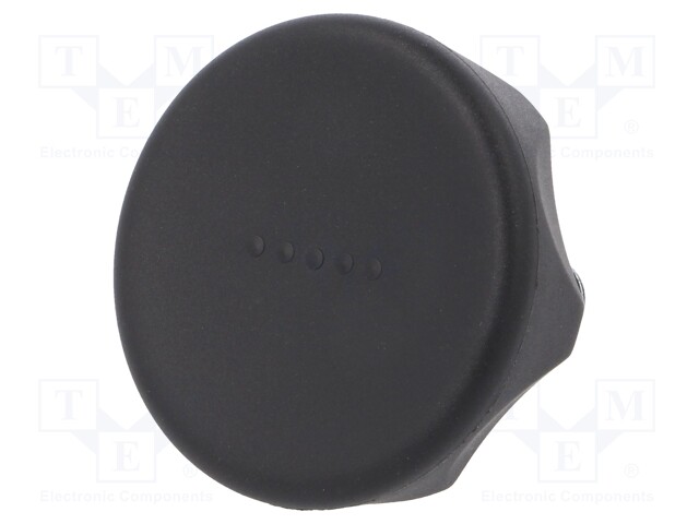 Knob; Dia: 45mm; M10; 20mm; technopolymer (PA); black; Cap: black