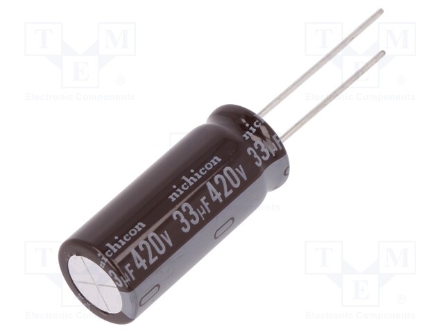 Capacitor: electrolytic; THT; 33uF; 420VDC; Ø12.5x31.5mm; ±20%