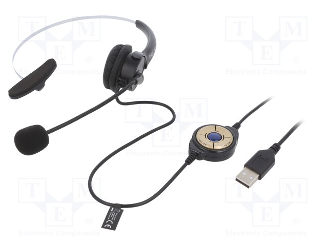 Headphones with microphone; black; Jack 3,5mm; 20÷20000Hz; 32Ω