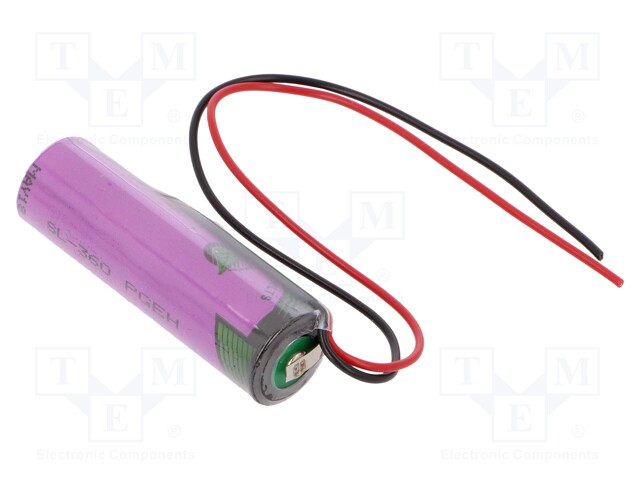 Battery: lithium (LTC); 3.6V; AA; cables; Ø14.7x50.5mm; 2400mAh