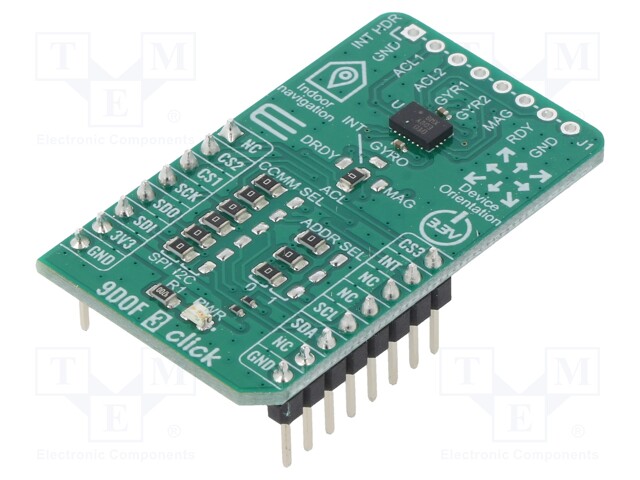 Click board; accelerometer,magnetometer,gyroscope; I2C,SPI