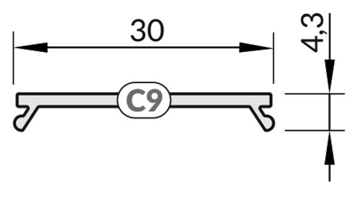 Cover for LED profiles; white; 20m; Kind of shutter: C9; push-in