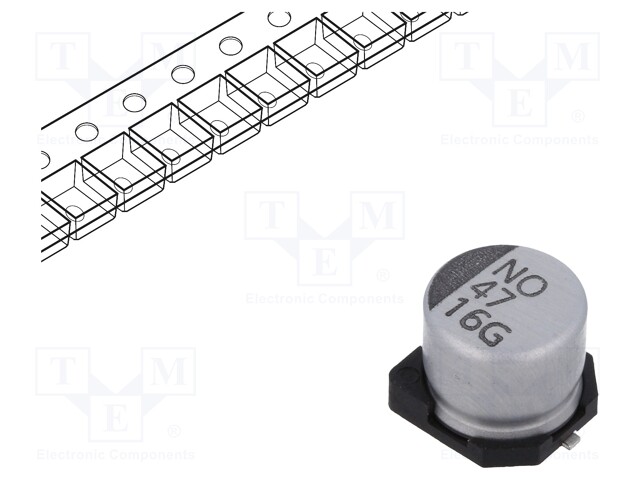 Capacitor: electrolytic; SMD; 47uF; ±20%; -55÷105°C; Series: GSC