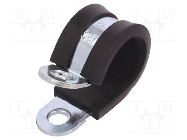 Fixing clamp; ØBundle : 18mm; W: 15mm; steel; Cover material: EPDM