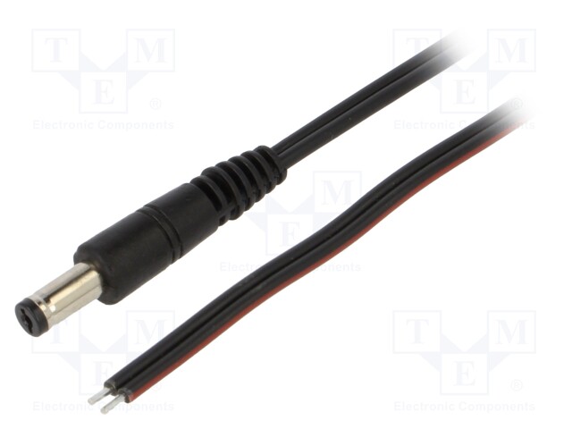 Cable; wires,DC 5,5/1,7 plug; straight; 0.75mm2; black; 1.5m