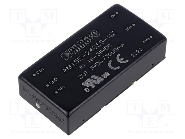 Converter: DC/DC; 15W; Uin: 18÷36V; Uout: 5VDC; Iout: 3A; 26g