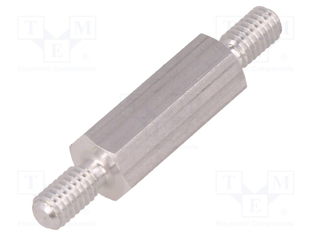 Screwed spacer sleeve; 18mm; Ext.thread: M4; hexagonal; aluminium