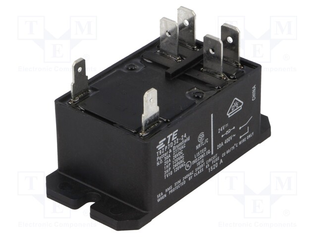 Relay: electromagnetic; DPST-NO; Ucoil: 24VDC; 30A; Series: T92