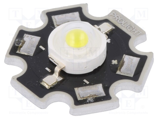 Power LED; STAR; white cold; Pmax: 1W; 4500-5650K; 120÷130lm; 130°