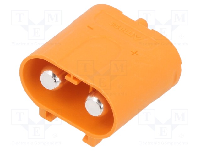 Socket; DC supply; LC; male; PIN: 2; on PCBs; THT; orange; 55A; 1kV