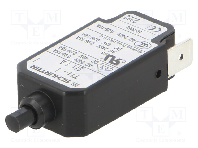 Circuit breaker; Urated: 240VAC; 48VDC; 1A; SPST; Poles: 1; DROP-IN