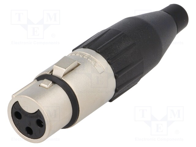 Plug; XLR; female; PIN: 3; straight; for cable; soldering; tinned