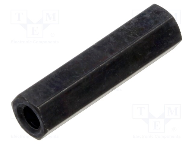 Screwed spacer sleeve; 20mm; Int.thread: M3; hexagonal; brass