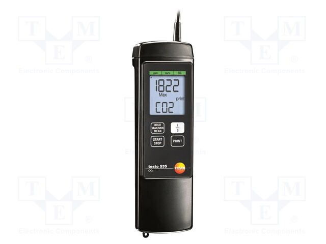 Meter: CO2; Range: 0÷9999ppm (CO2); Interface: Bluetooth