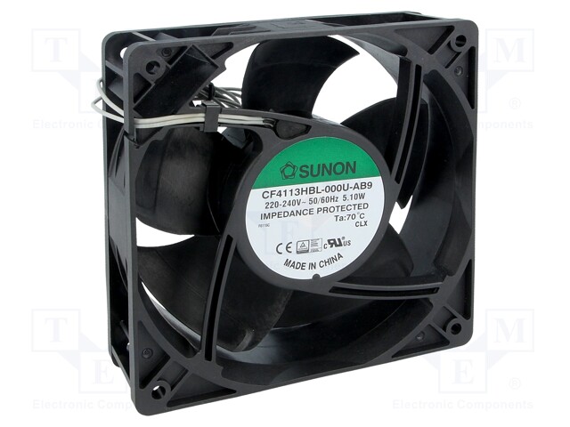 Fan: EC; axial; 230VAC; 120x120x38mm; 185.19m3/h; 44.9dBA; 3500rpm