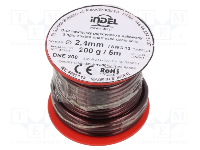 Coil wire; single coated enamelled; 2.4mm; 200g; -65÷200°C