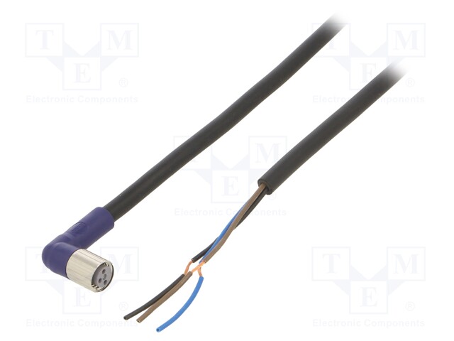 Connection lead; M8; PIN: 3; angled; 5m; plug; 0.5A; -10÷65°C; IP67