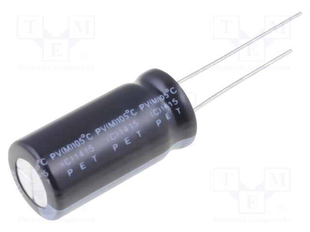 Capacitor: electrolytic; THT; 47uF; 250VDC; Ø12x25mm; Pitch: 5mm