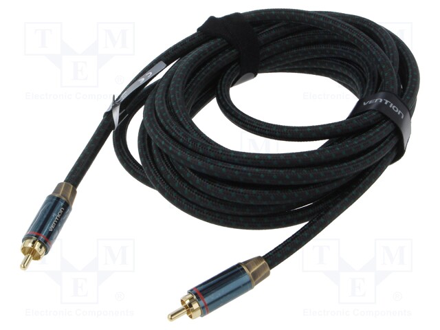 Cable; RCA plug,both sides; 5m; Plating: gold-plated; black