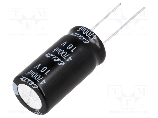 Capacitor: electrolytic; THT; 4700uF; 16VDC; Ø16x31.5mm; ±20%