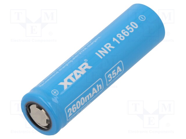 Re-battery: Li-Ion; MR18650; 2600mAh; 25A