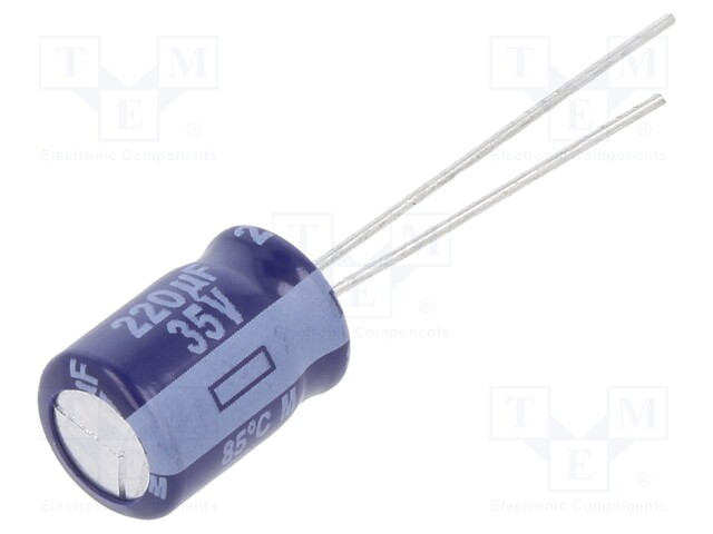 Capacitor: electrolytic; THT; 220uF; 35VDC; Ø8x11.5mm; Pitch: 3.5mm