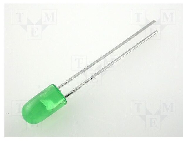 LED; 5mm; green; 5÷20mcd; 60°; Front: convex; without flange