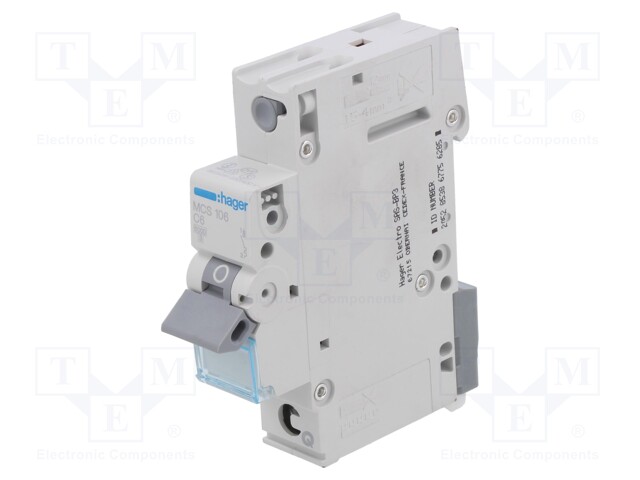 Circuit breaker; 230/400VAC; Inom: 6A; Poles: 1; DIN; Charact: C; 6kA