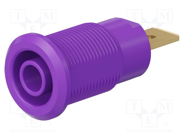 Socket; 4mm banana; 32A; 1kV; Cutout: Ø12.2mm; violet; gold-plated