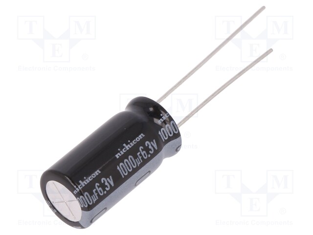 Capacitor: electrolytic; THT; 1000uF; 6.3VDC; Ø10x20mm; Pitch: 5mm