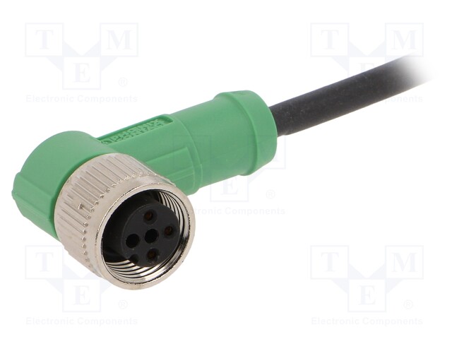 Connection lead; M12; PIN: 3; angled; 3m; plug; 250VAC; 4A; -25÷90°C