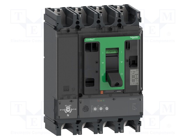 Power breaker; Poles: 4; DIN; Inom: 250A; NSX; IP40; -25÷70°C; 690VAC