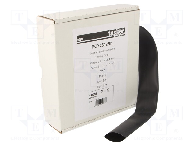 Heat shrink sleeve; glueless; 2: 1; 25.4mm; L: 5m; black