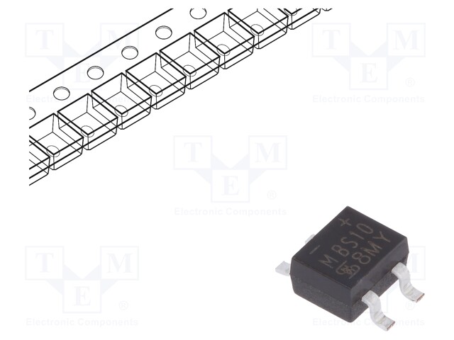 Single-phase bridge rectifier; Urmax: 1kV; If: 0.8A; Ifsm: 35A; MBS