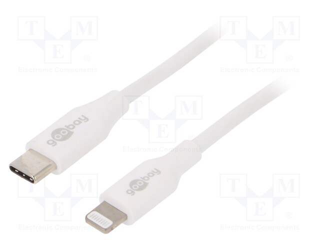 Cable; USB 2.0; Apple Lightning plug,USB C plug; 0.5m; white