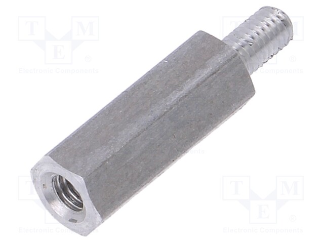 Screwed spacer sleeve; Int.thread: M3; 15mm; Ext.thread: M3