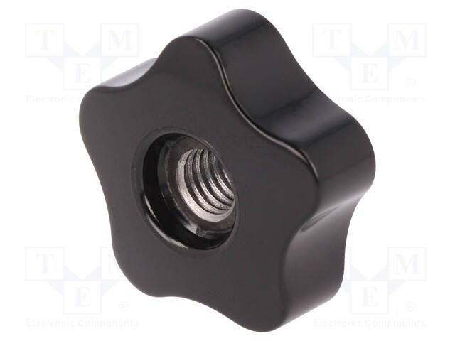 Knob; Dia: 40mm; M12; 15mm; H: 19mm; duroplast (PF); black gloss