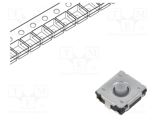 Push-button; SPST; Pos: 2; 0.02A/15VDC; SMD; none; OFF-(ON); 100mΩ